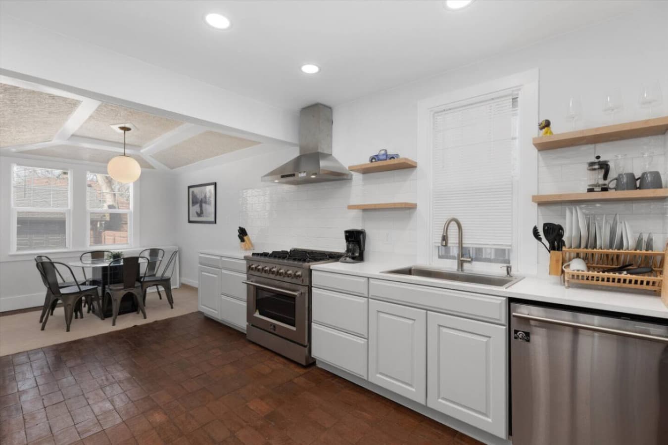 Stainless steel, plenty of counter space, and a modern vibe—your home base for cooking and snacking.