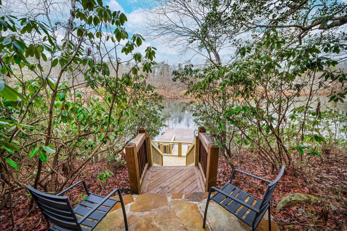 Seating and a private dock to relax and enjoy the river and lake.
