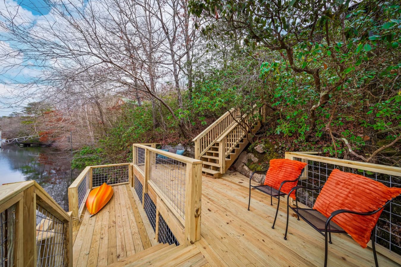 Comfortable seating on the private dock.