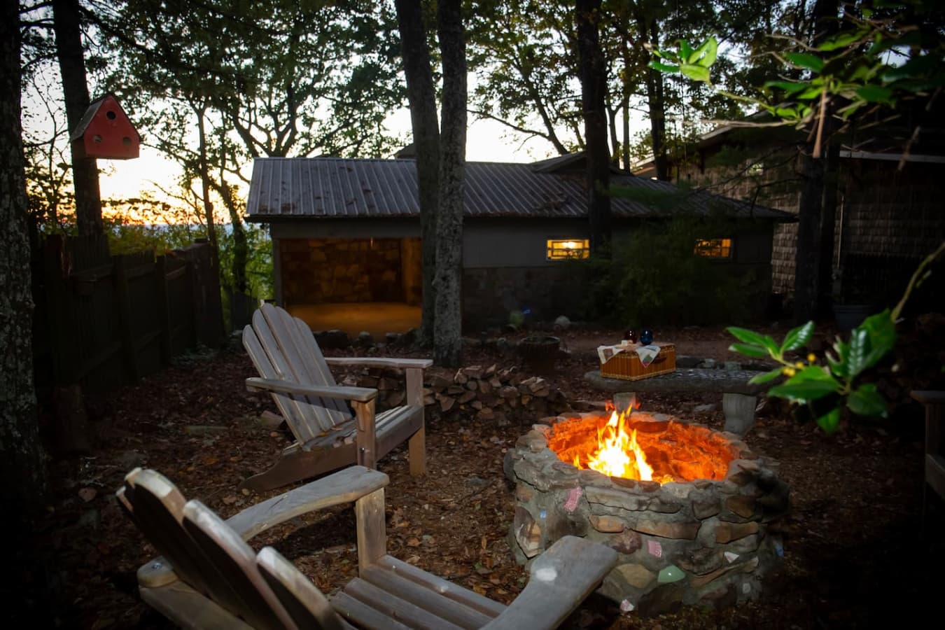 Fire pit for evening gatherings.