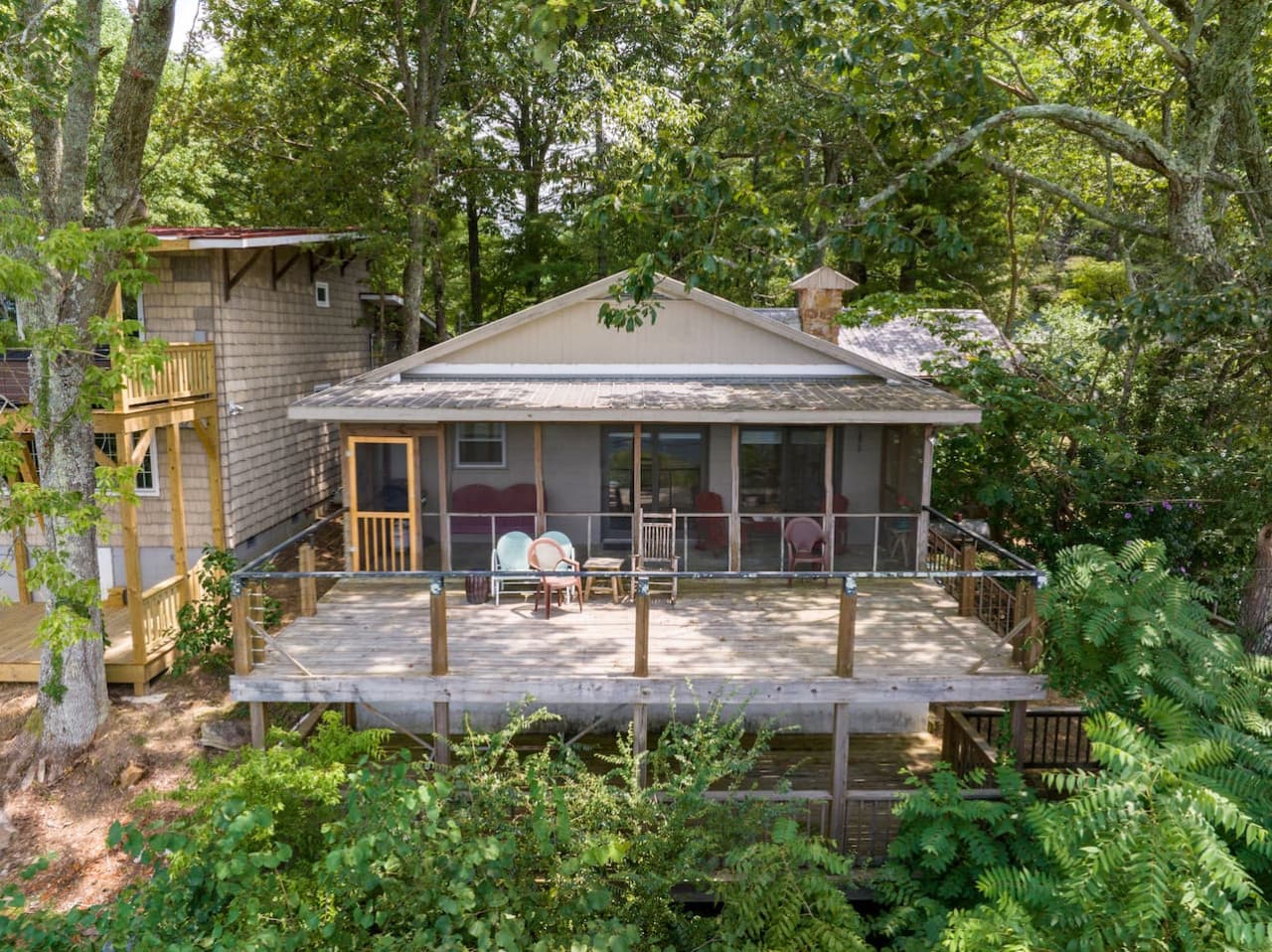 Spacious back porch overlooking the valley.