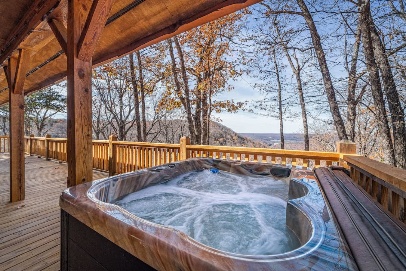 Private hot tub with breathtaking mountain and valley views.