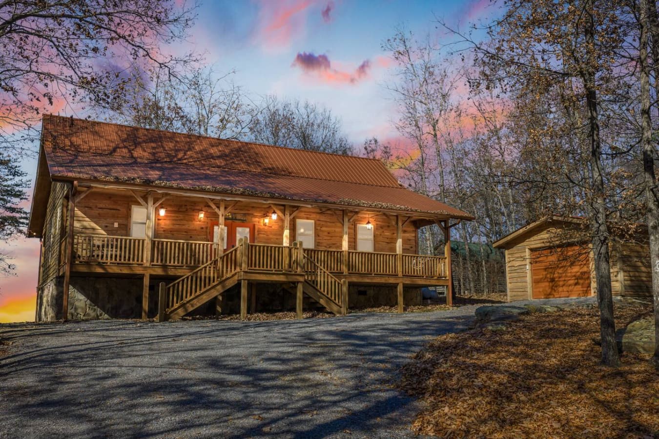 Front exterior of Brow Bella — a warm welcome to your private mountain getaway.