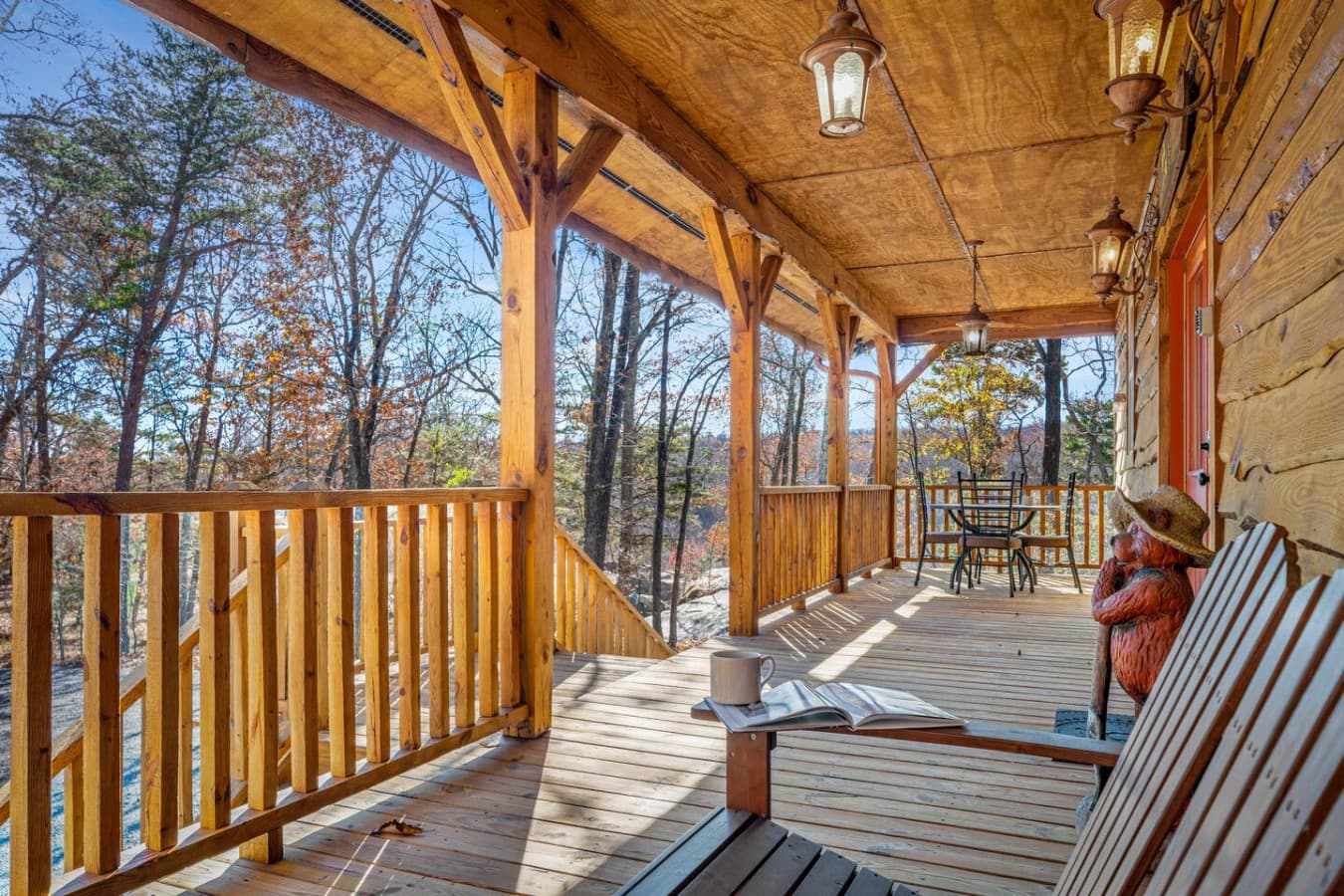 Enjoy quiet moments on the front covered porch, where timeless rocking chairs invite you to sit back and unwind.