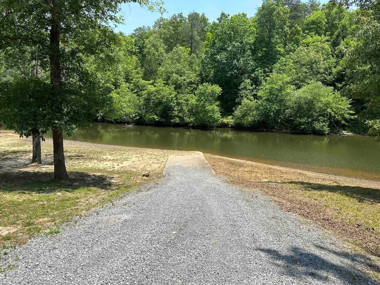 Easy river access with gentle slope entry.