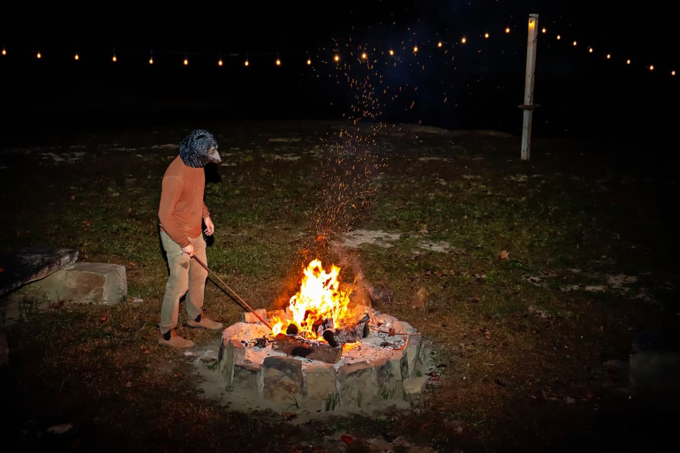 The perfect spot for laughter, stories, and late-night s’mores by the river. No bears were harmed in the making of this campfire… just a person with great taste in costumes.