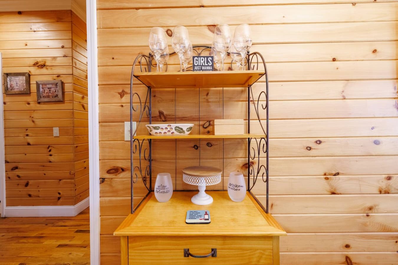 Wine nook at The Bird House—a cozy corner made for laughter and good company. Pour a glass, unwind, and savor the moment… after all, “Wine Not?”