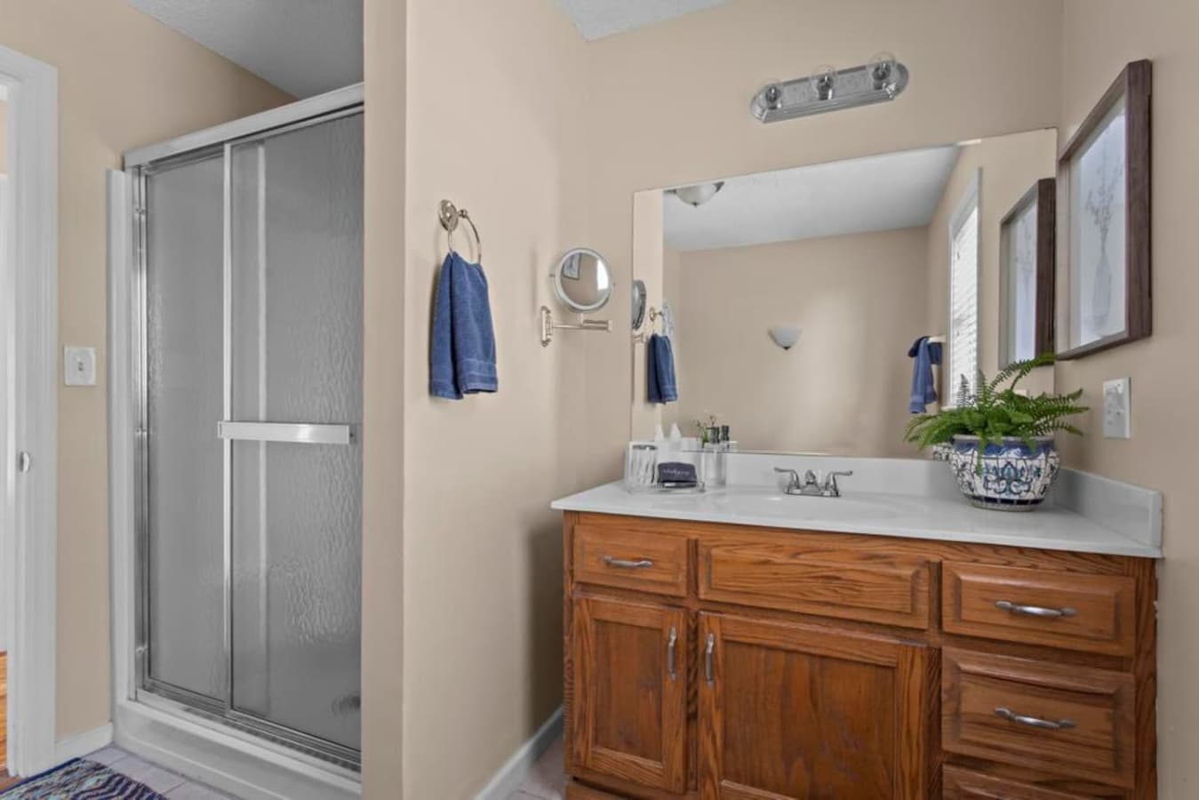 Modern vanity with everything you need to start the day right.
