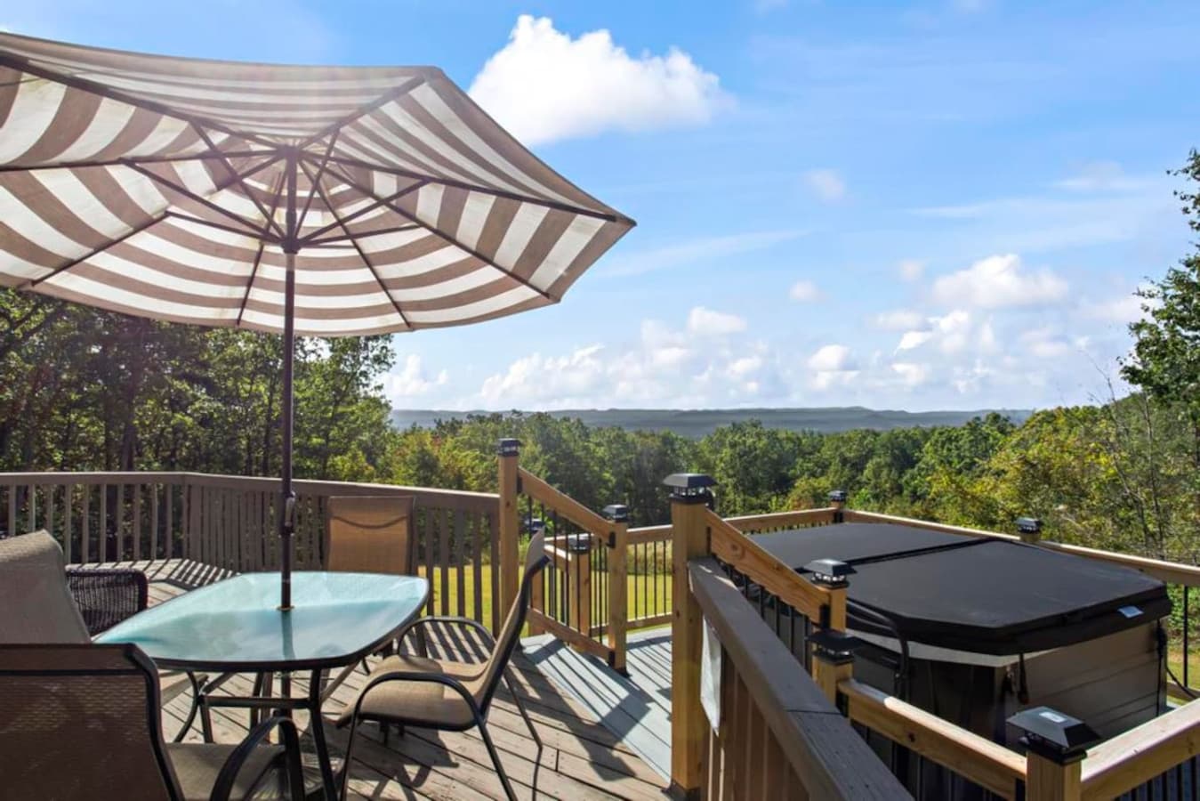 Start your morning with a peaceful soak in the hot tub, surrounded by stunning views. Enjoy coffee or breakfast at the outdoor table and seating right beside the tub — the perfect way to greet the day.