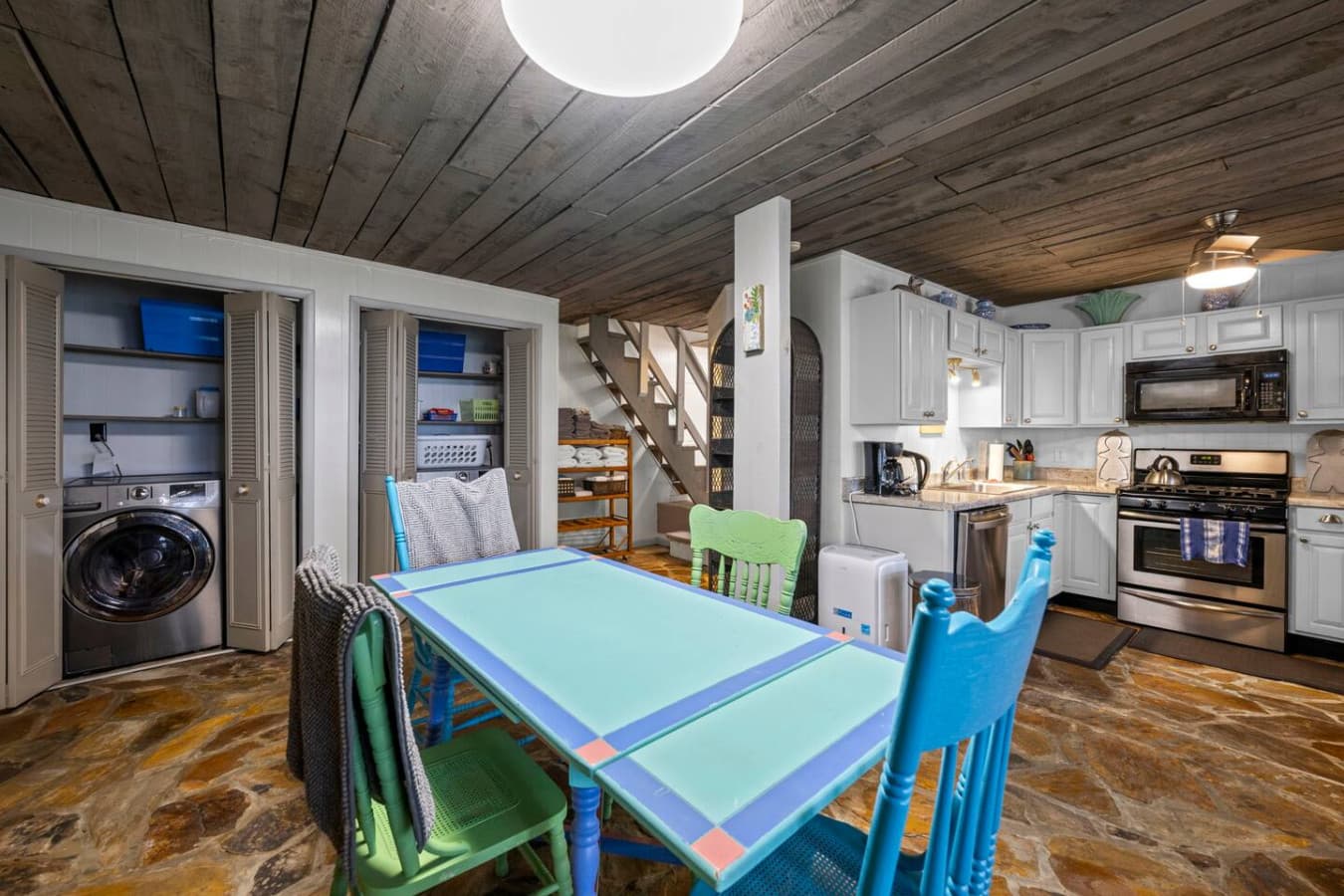 Warm and welcoming dining area designed for connection and conversation.