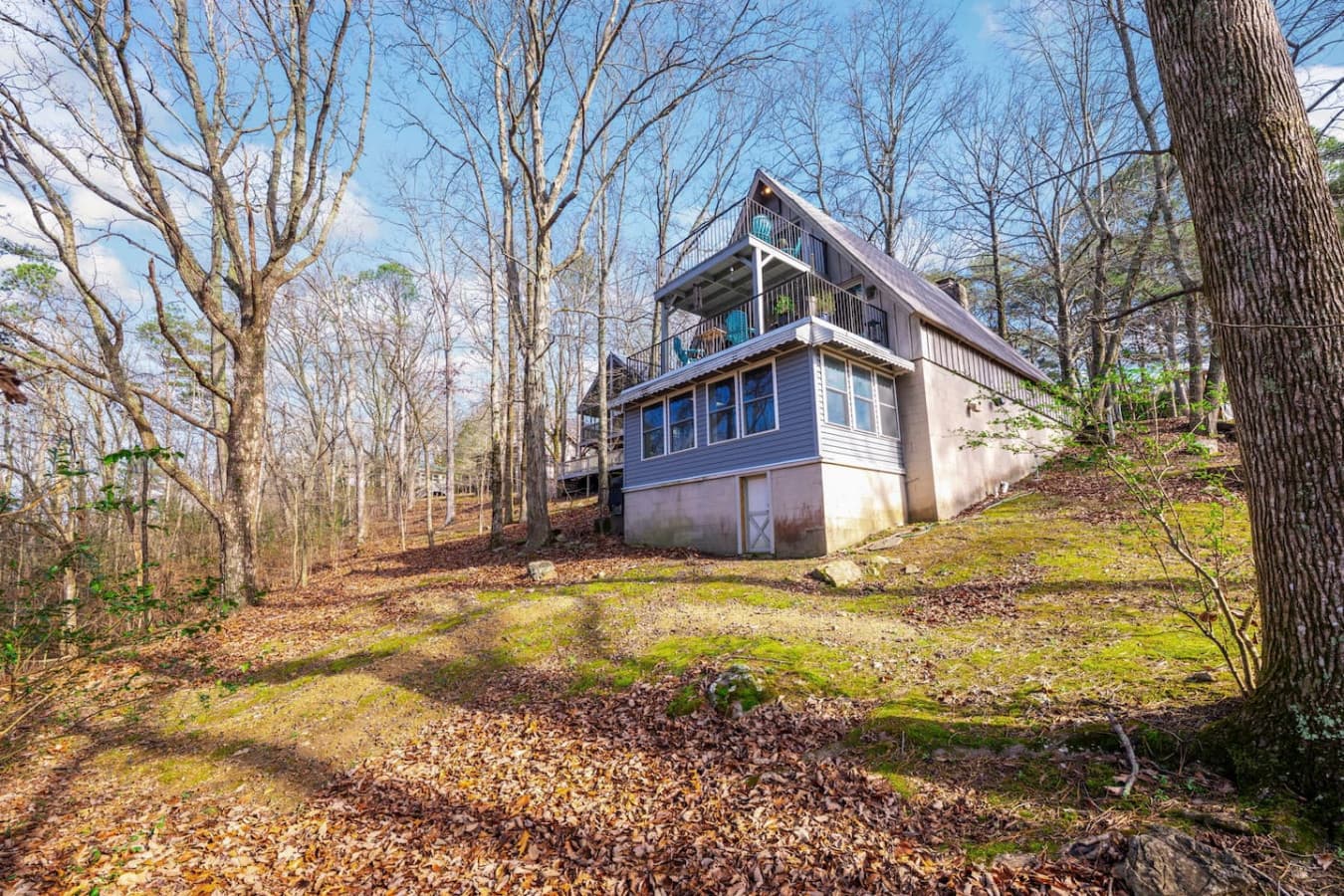 View of the porches from the spacious backyard.