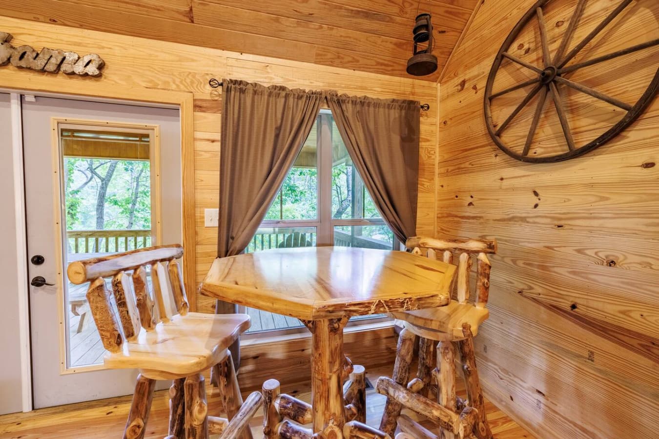Intimate dining for two with a view of the river.
