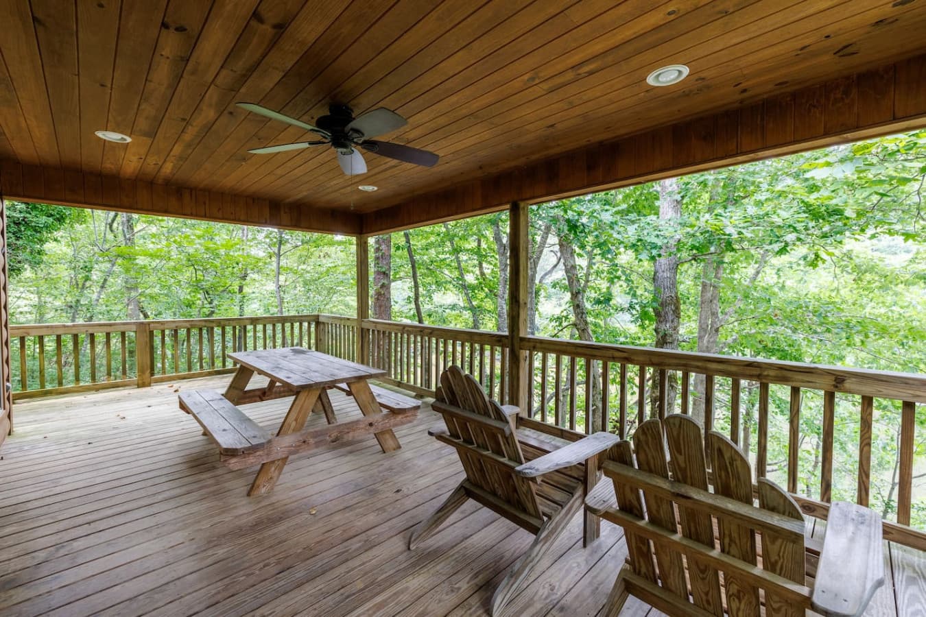Relax on the back porch with views of the Little River.