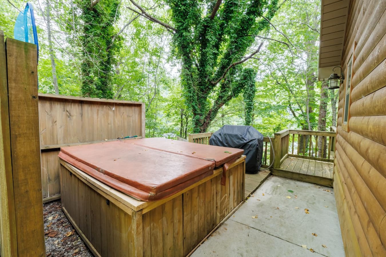 Hot tub off the left side of the home.