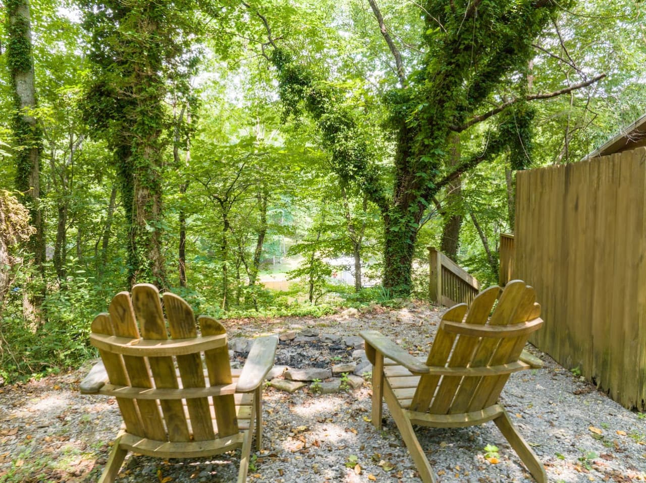 Gather around the fireplace after a day by the river.