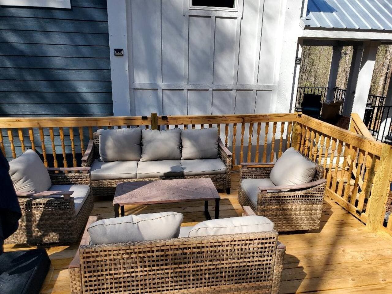 Spacious deck for outdoor lounging.