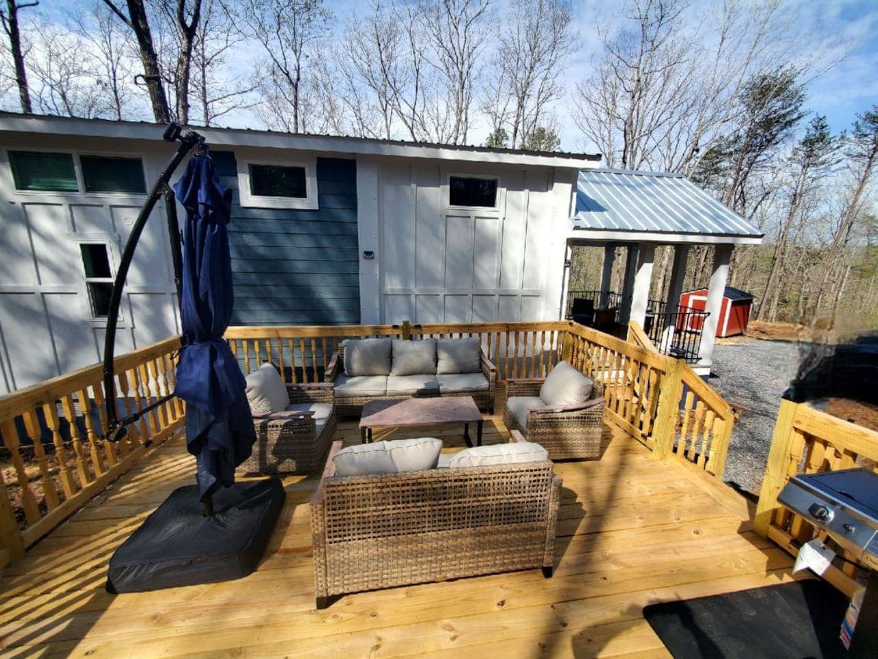 Enjoy sunny days or starlit nights on the furnished deck with a grill and umbrella.