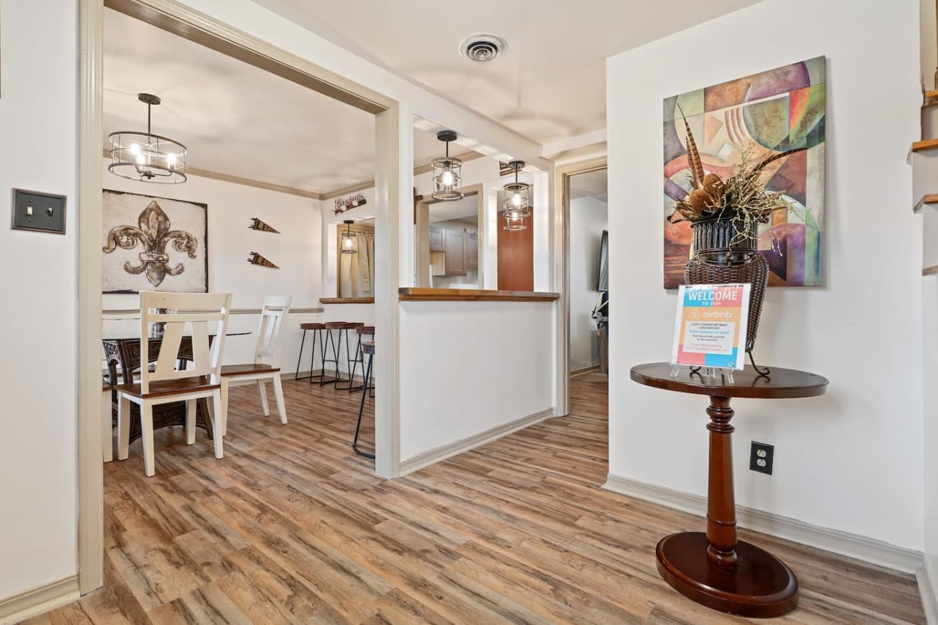 Adjacent sports bar area with pitchers—perfect for entertaining and game day gatherings.