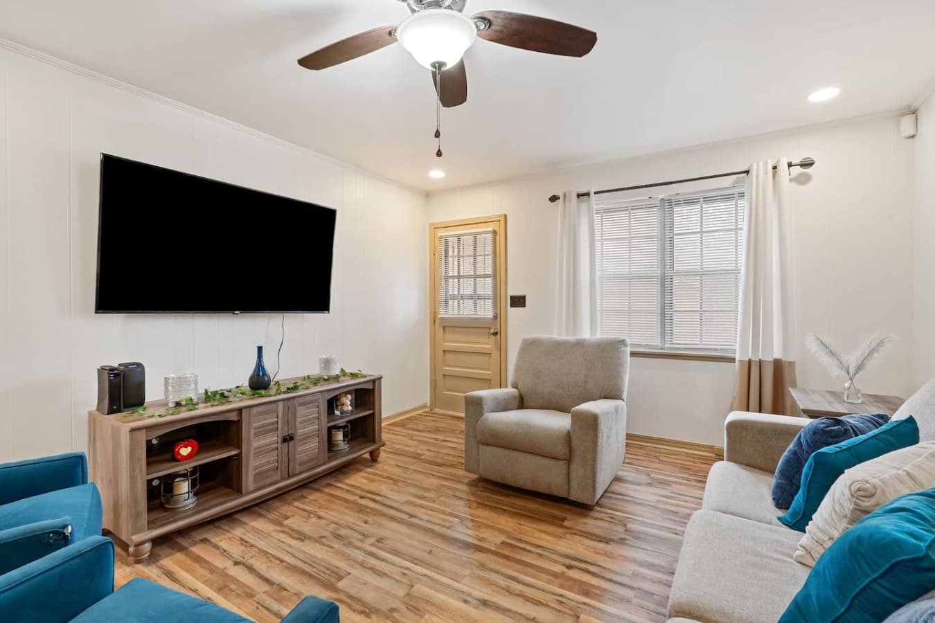 Kick back and stream your favorite shows in this inviting living space.
