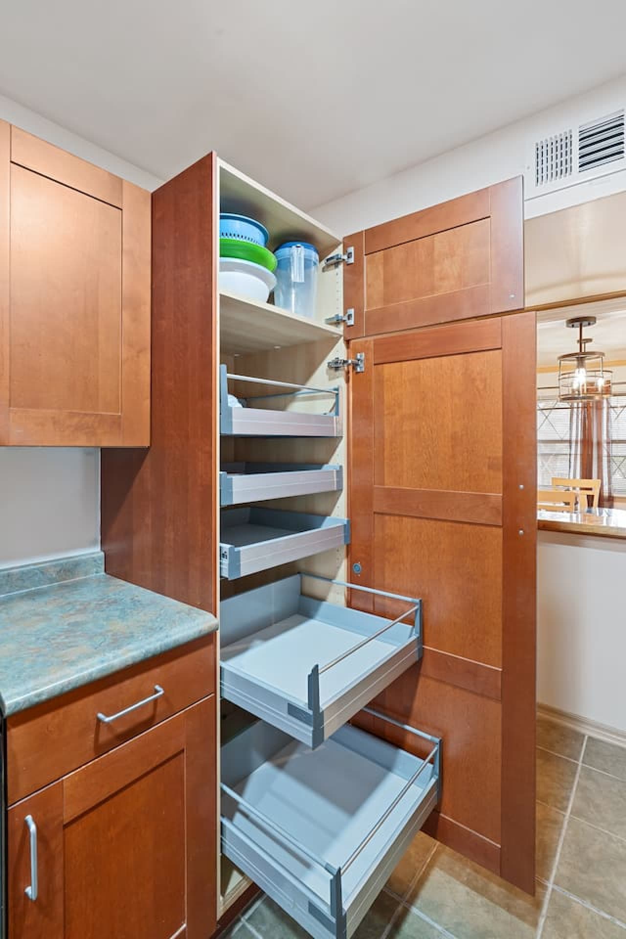All the essentials provided: pots, pans, dishes, silverware, wine glasses, and cooking basics.