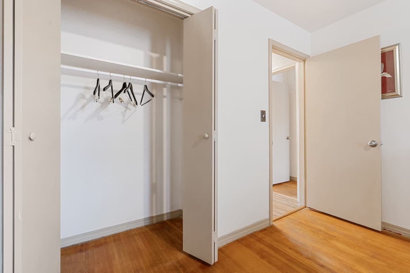 Closet and hangers provided for organizing your belongings during your stay.