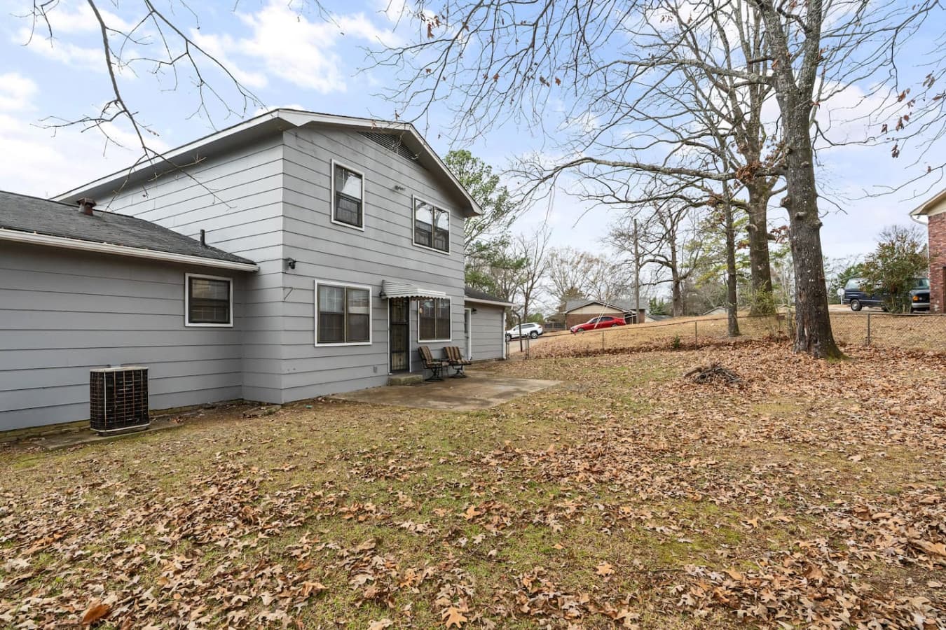 Private backyard offers plenty of room for kids to play safely.