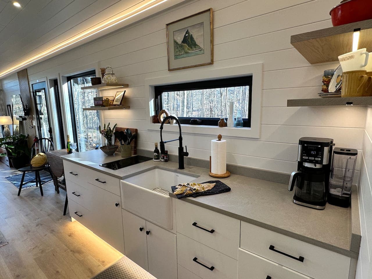 Whether you're making coffee or cooking a meal, the kitchen has everything you need with a touch of elegance.