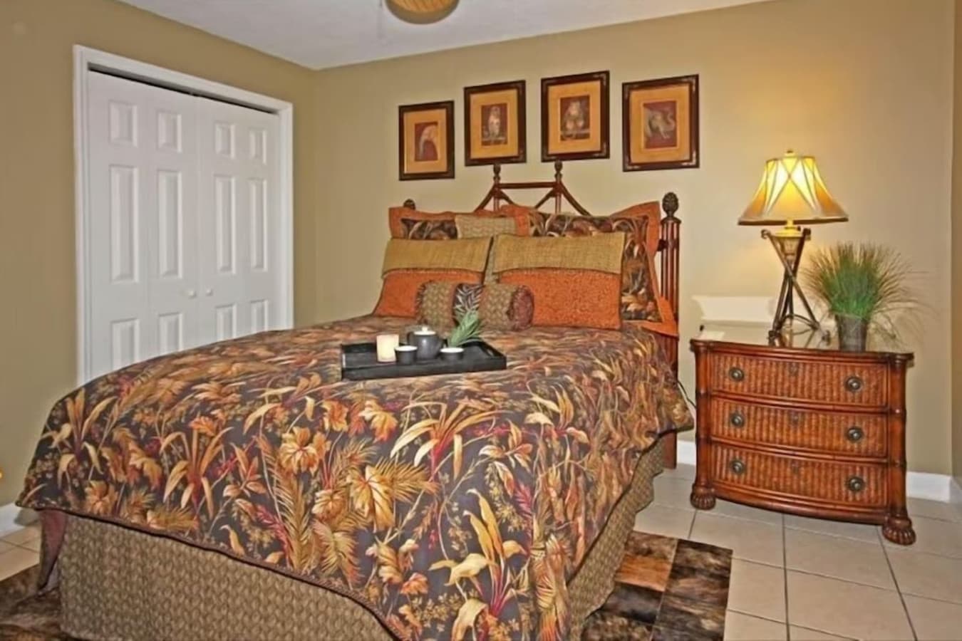 Comfortable, calm, and inviting queen bed—ideal for a restful night after a fun day in PCB.