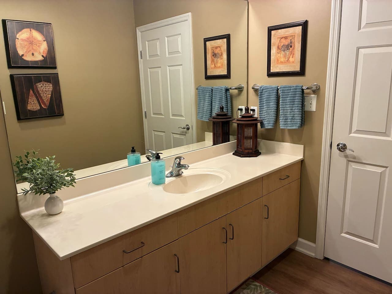 Stocked with shampoo, conditioner, and body wash for effortless mornings.