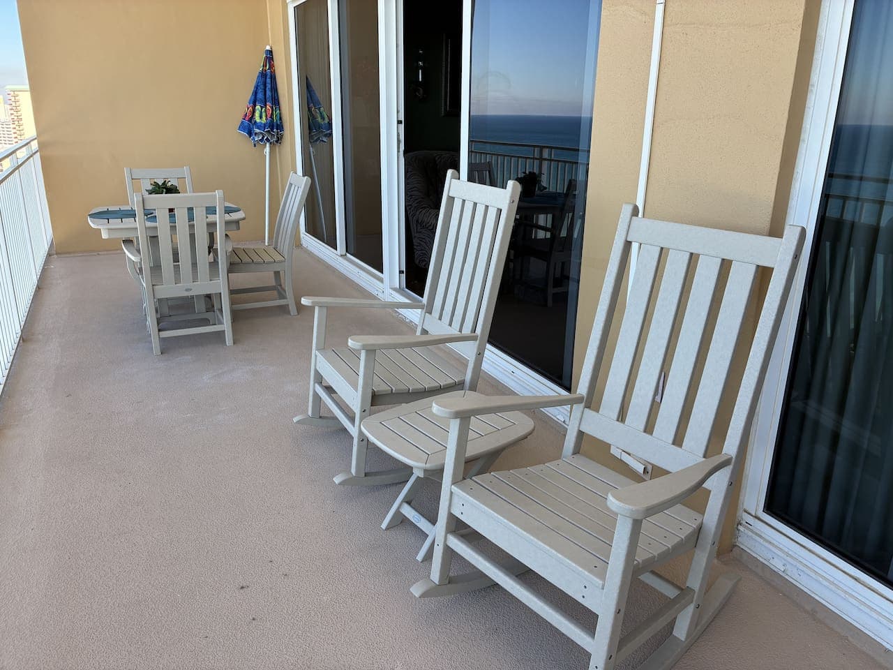 Perfect for sunrise coffee or sunset cocktails, with beautiful beach views.