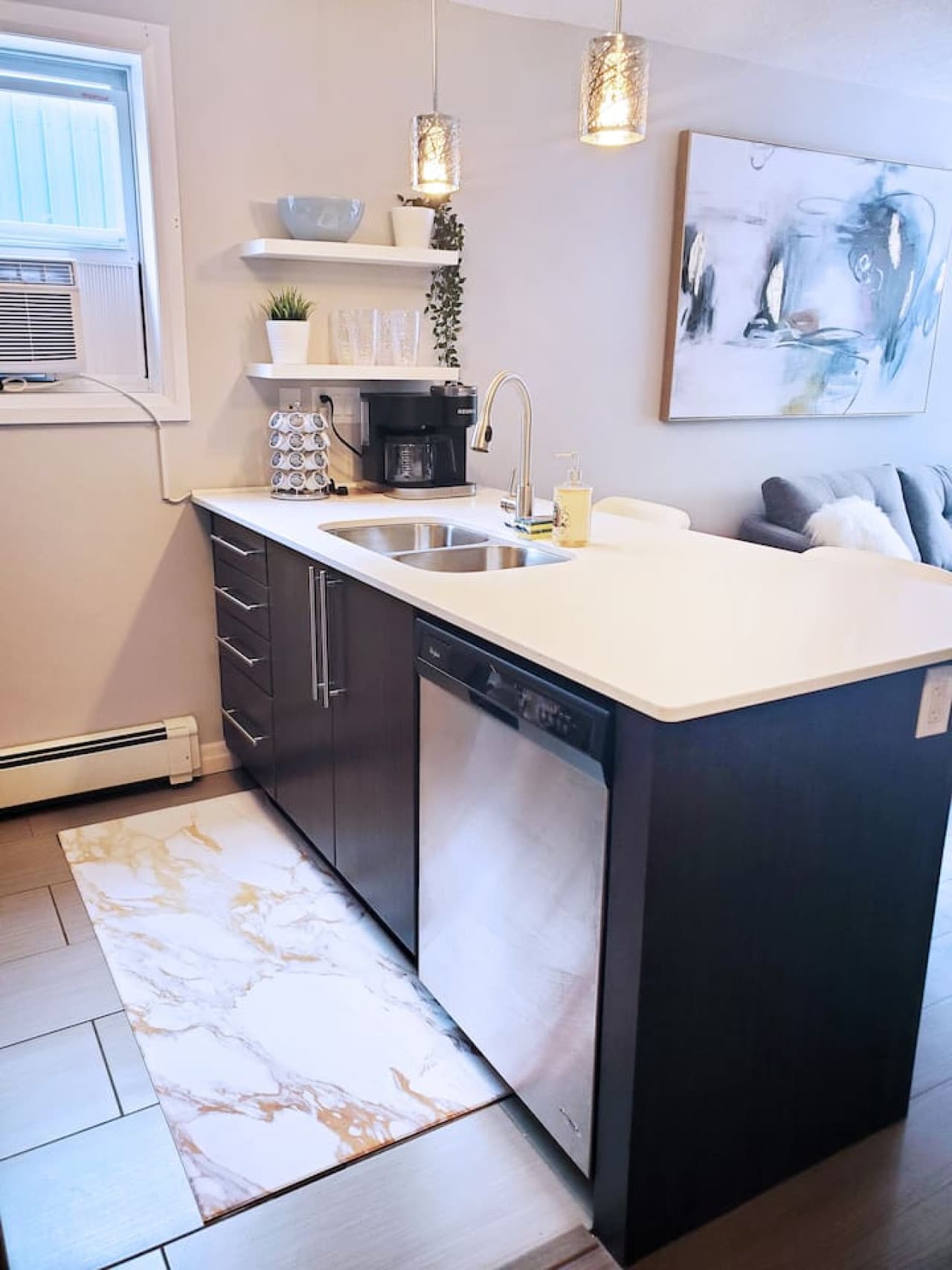 Cooking made easy with modern appliances, a Keurig for your caffeine fix, and a dishwasher for that quick no fuss stress free cleanup.