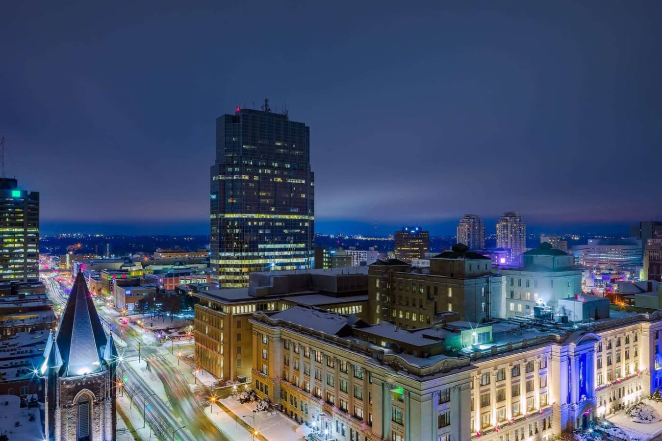 The beautiful city lights at night.