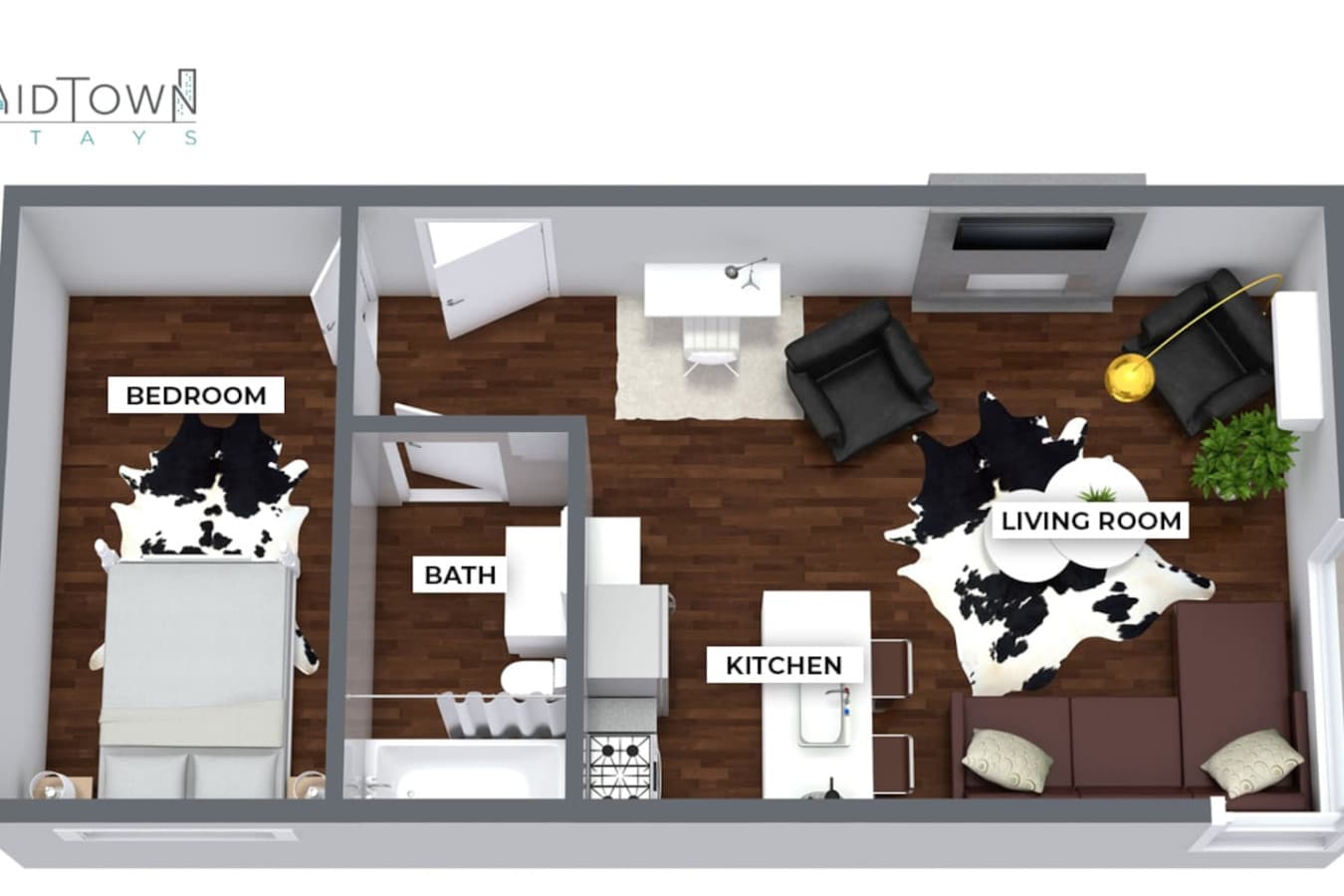 Get a better sense of the space with our floor plan. Please note, furniture may vary.