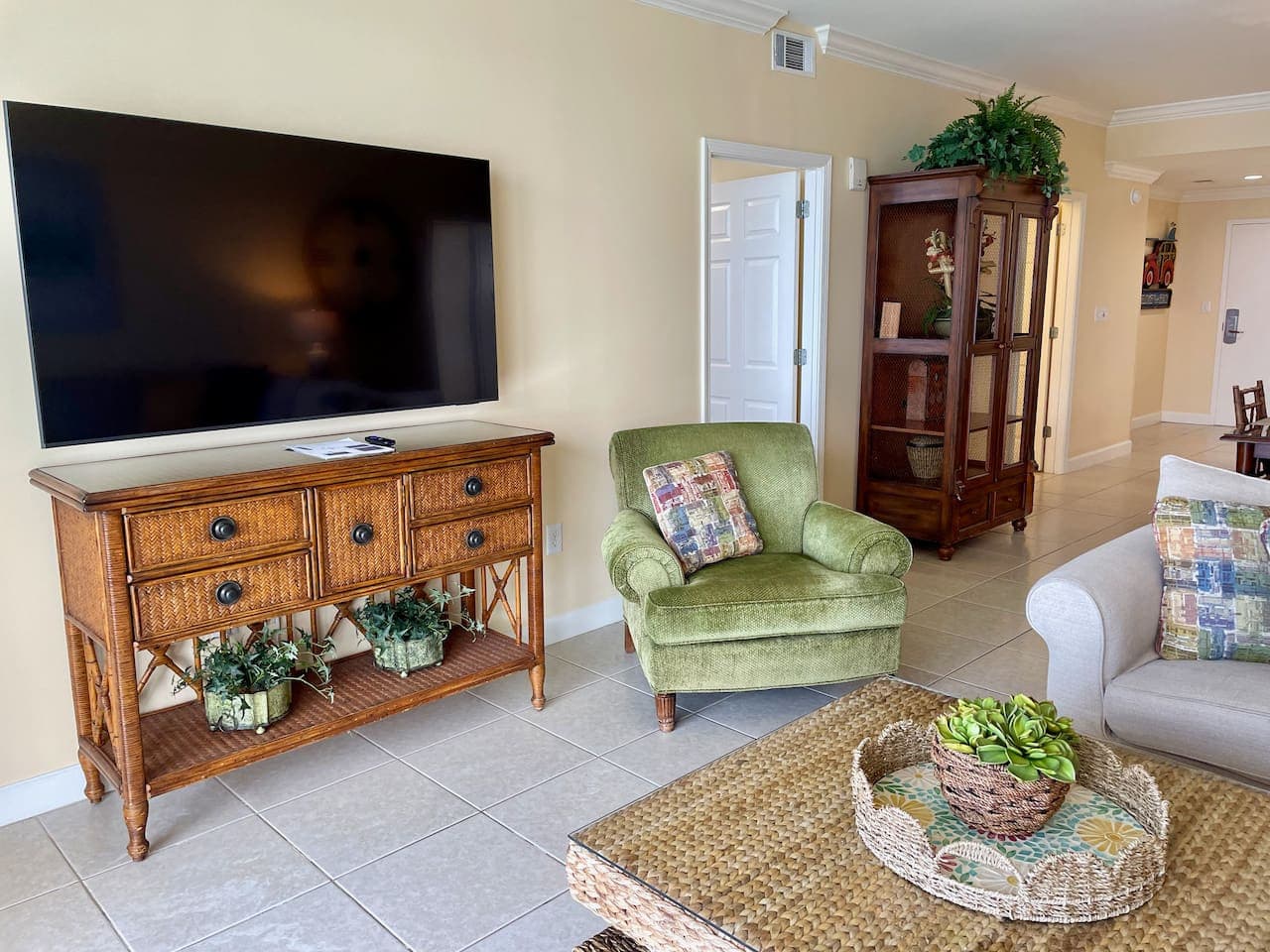 Comfortable space to unwind with a movie, stretch out, or relax after time in the sun.