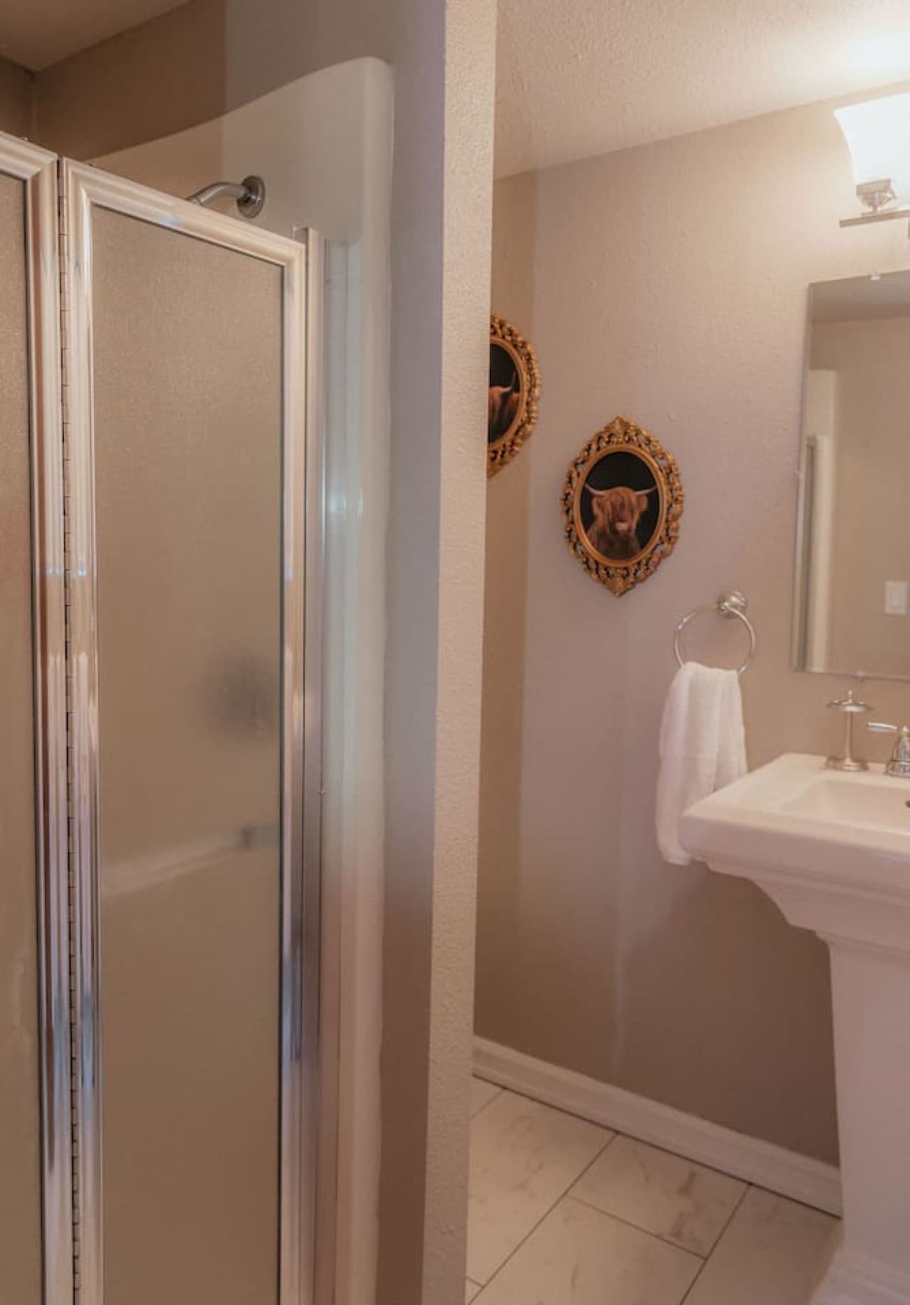 Freshen up in a spacious walk-in shower.