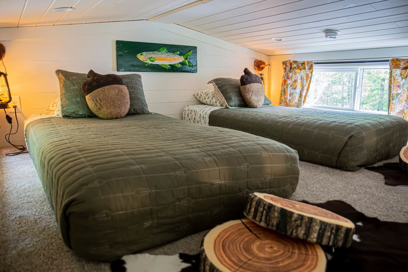 Two twin beds in the loft—perfect for kids, naps, or late-night pillow fights.
