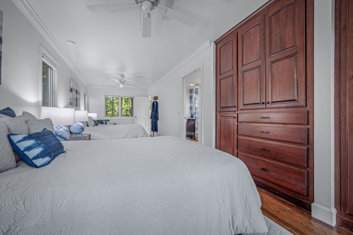 Soft quilts, cozy textures, and space to stretch out after a day of Mentone adventures.
