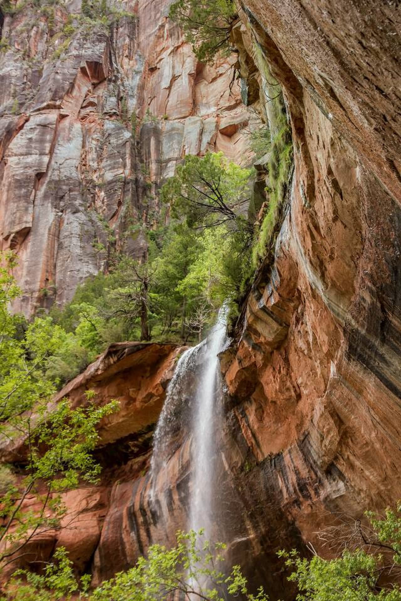 Lower Emerald Pool: A peaceful oasis with cascading waterfalls and lush greenery, offering a serene retreat within Zion National Park