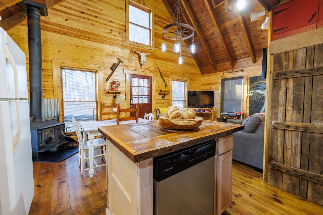 Kitchen island with dishwasher.