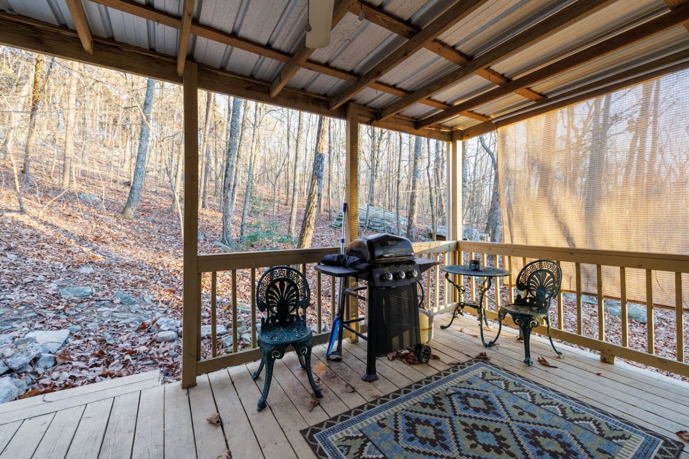 Breathe in the mountain air as you grill, sip, and soak in the quiet around you in the back porch.