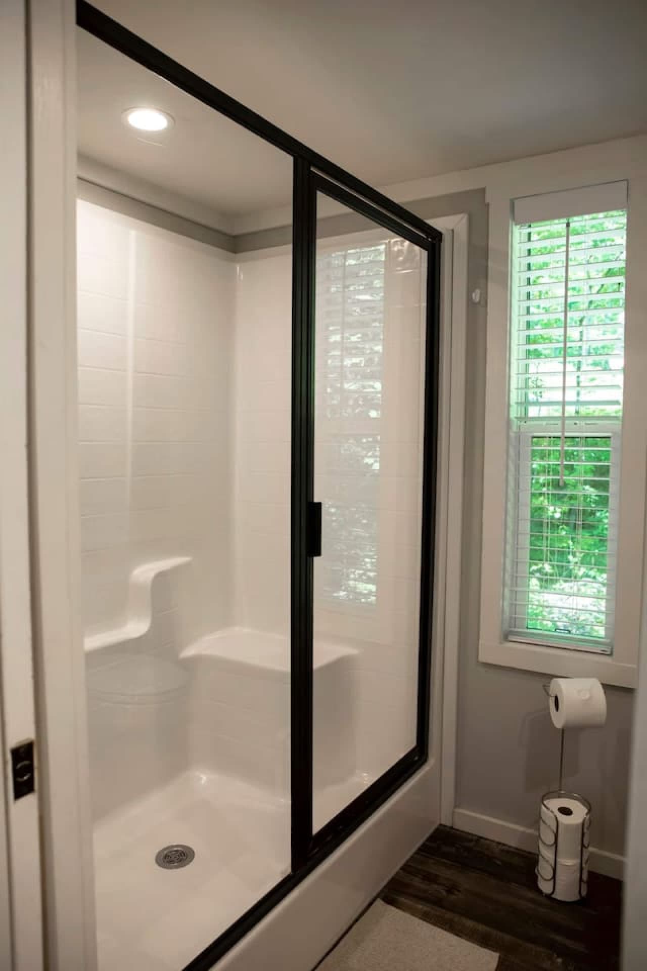 Cozy shower space perfect for relaxing at the end of the day.