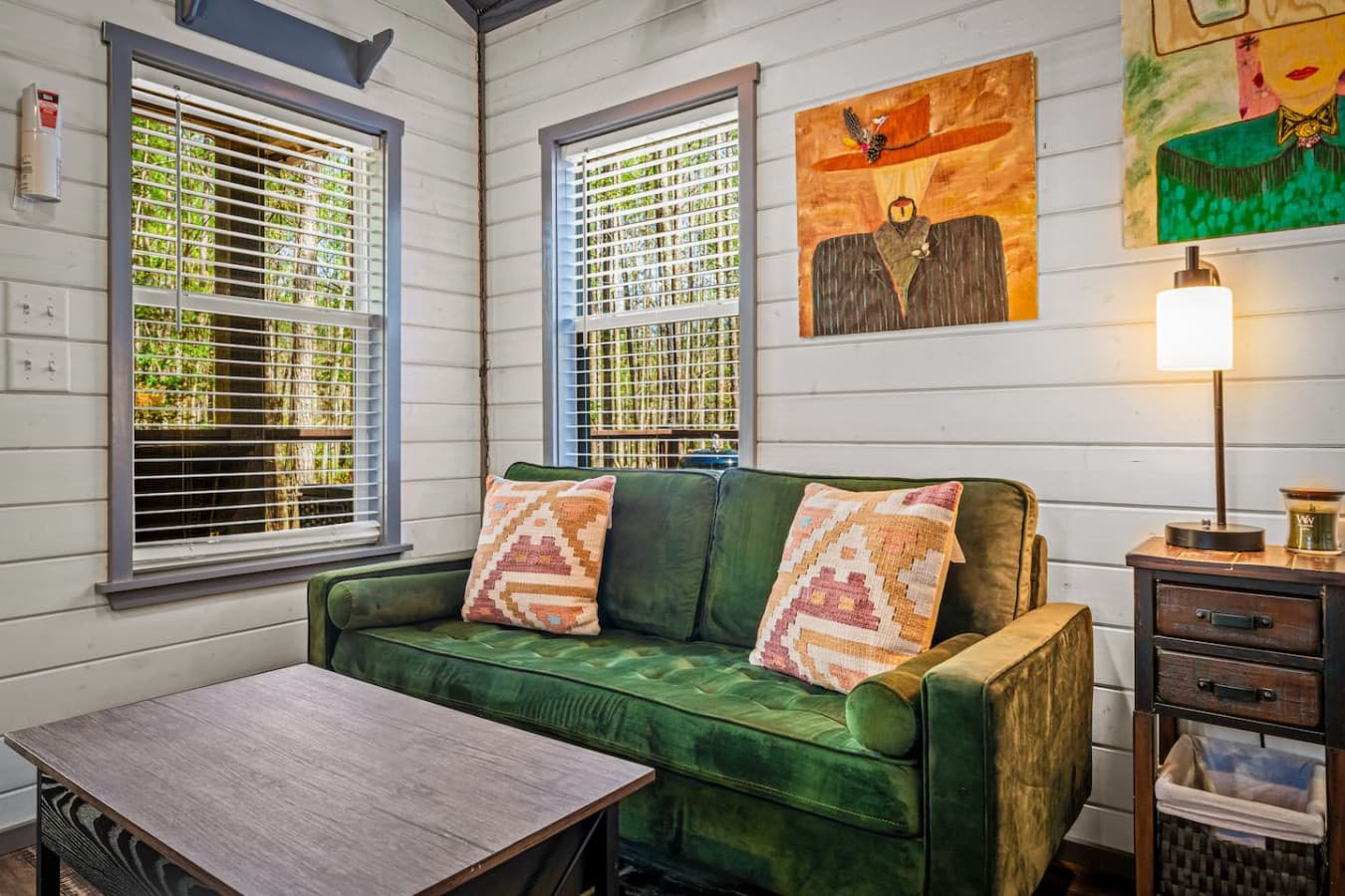 Unwind on the sofa with a movie, warm up by the electric fireplace, and enjoy a quiet evening in.