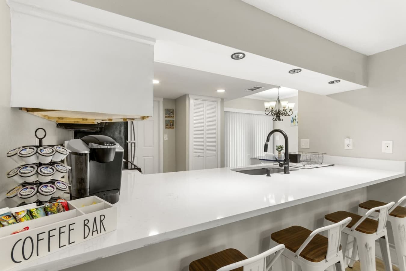Ideal for casual bites or morning coffee, this bar seating offers the perfect spot to relax and chat.