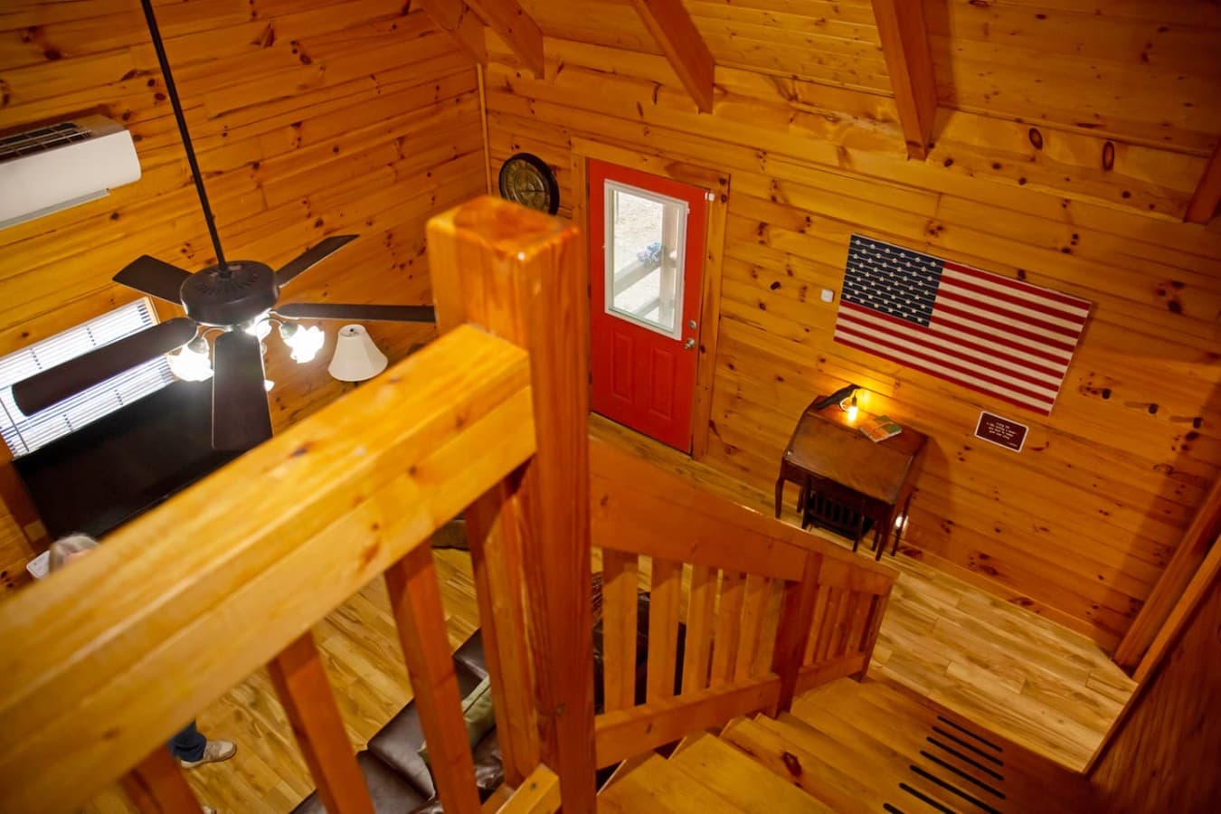 View of the entrance from the loft/bedroom area above.
