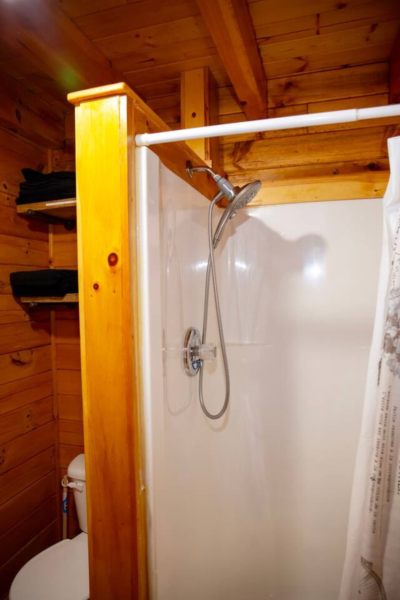 Shower with essential toiletries provided for your convenience.