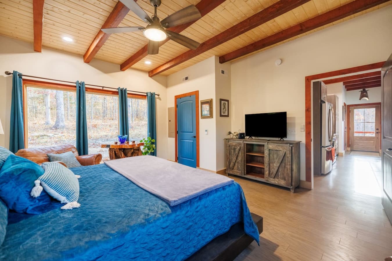 The bedroom also has a smart TV with cable.