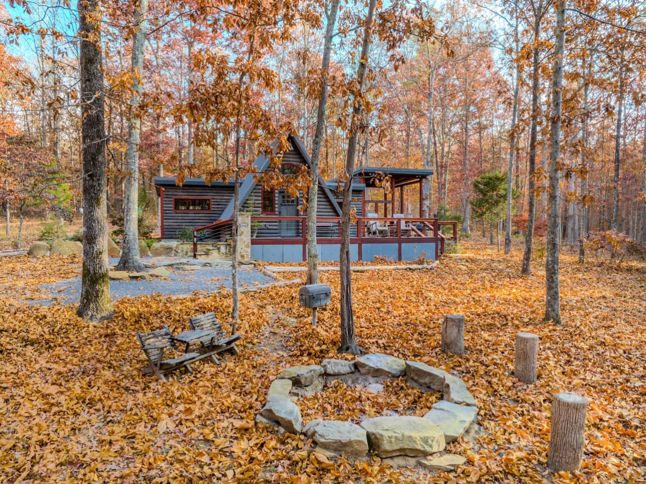 View of the home from the firepit.