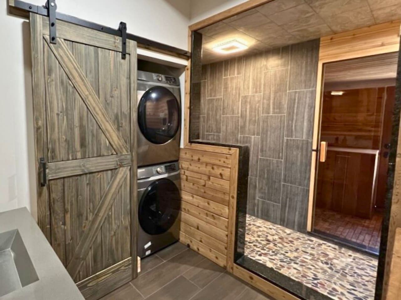 In-unit washer and dryer available in the bathroom.