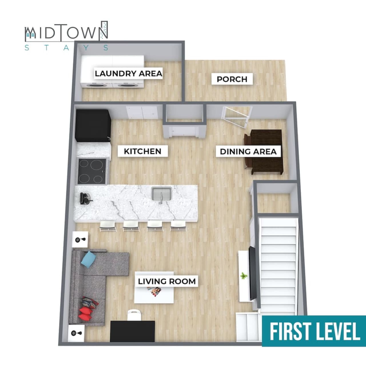 Get a clearer view of the space with our floor plan. Please note: Furniture may vary