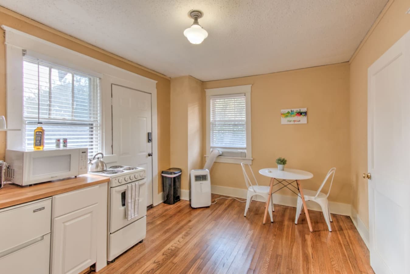A cozy upstairs nook for morning coffee or late-night tea—simple, convenient, and all yours.